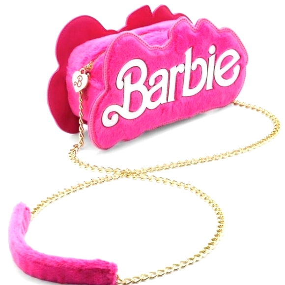Barbie Handbags - Barbie Pink Faux LOGO Fuzzy Limited Edition Crossbody Bag Shoulder Bag